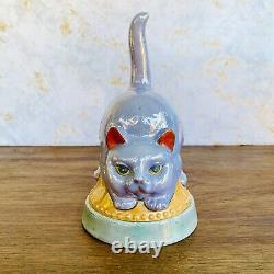 Vintage Chikaramachi Noritake Japan Art Deco Lusterware Cat Figural Jar Box Rare