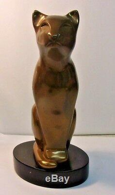 Vintage Circo 1960 Art Deco Signed DEWITT Bronze Cat Sculpture Statue 8 5/8
