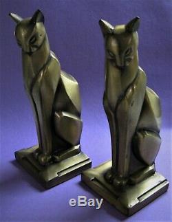 Vintage Cubist Deco Frankart Era Egyptian Cat Bookends