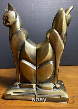 Vintage Cubist Deco Frankart Era Egyptian Cat Bookends