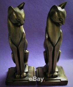 Vintage Cubist Deco Frankart Era Egyptian Cat Bookends