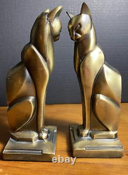 Vintage Cubist Deco Frankart Era Egyptian Cat Bookends