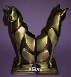 Vintage Cubist Deco Frankart Era Egyptian Cat Bookends