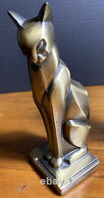 Vintage Cubist Deco Frankart Era Egyptian Cat Bookends