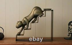 Vintage Dolbi Cashier Brass Panther Cat, Puma, Cubism Modernist Art Deco, Korea