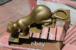 Vintage Dolbi Cashier Brass Panther Cat, Puma, Cubism Modernist Art Deco, Korea