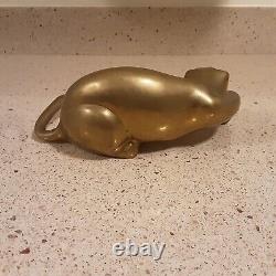Vintage Dolbi Cashier Style Brass Panther Cat Chelf Sitter Sculpture 8.5 Long