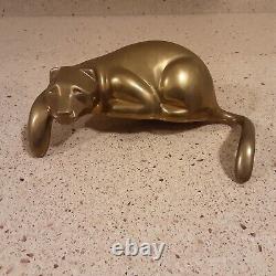 Vintage Dolbi Cashier Style Brass Panther Cat Chelf Sitter Sculpture 8.5 Long