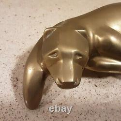 Vintage Dolbi Cashier Style Brass Panther Cat Chelf Sitter Sculpture 8.5 Long