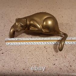 Vintage Dolbi Cashier Style Brass Panther Cat Chelf Sitter Sculpture 8.5 Long