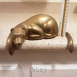 Vintage Dolbi Cashier Style Brass Panther Cat Chelf Sitter Sculpture 8.5 Long
