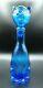 Vintage Empoli Inspired Mcm Blue Glass Cat Shaped Bottle Decanter 14 1/4 H