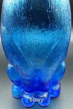 Vintage Empoli Inspired MCM Blue Glass Cat Shaped Bottle Decanter 14 1/4 H