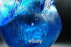 Vintage Empoli Inspired MCM Blue Glass Cat Shaped Bottle Decanter 14 1/4 H