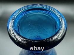 Vintage Empoli Inspired MCM Blue Glass Cat Shaped Bottle Decanter 14 1/4 H