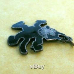 Vintage English Sterling Silver Enamel Felix The Cat Cartoon Character Charm