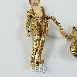 Vintage Erte Art Deco'GIULIETTA' Leopard Lady Big Cat On Crystal Leash Rare