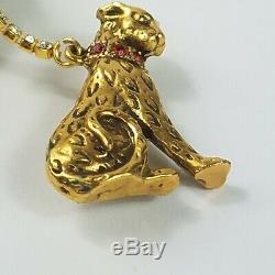 Vintage Erte Art Deco'GIULIETTA' Leopard Lady Big Cat On Crystal Leash Rare