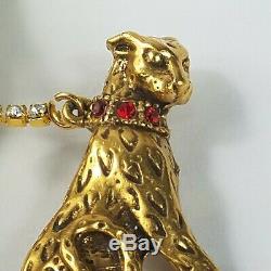 Vintage Erte Art Deco'GIULIETTA' Leopard Lady Big Cat On Crystal Leash Rare