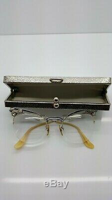 Vintage Eye Glasses, Truly Authentic, Original, With Case, Cat Eye Style Jeweled