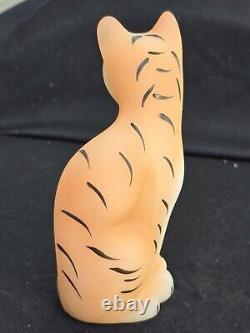 Vintage Fenton Art Glass Stylized Jungle Cat Hand Painted By Kitty Riley