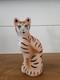 Vintage Fenton Art Glass Stylized Jungle Cat Tiger Hand Painted By Hardman