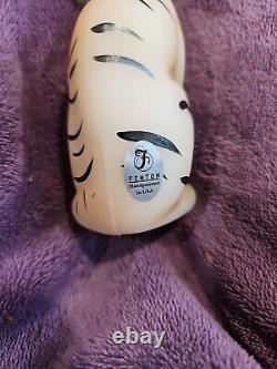 Vintage Fenton Art Glass Stylized Jungle Cat Tiger Hand Painted By HARDMAN