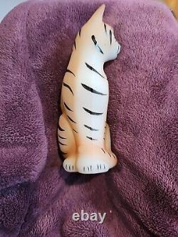 Vintage Fenton Art Glass Stylized Jungle Cat Tiger Hand Painted By HARDMAN