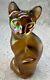 Vintage Fenton Cat Kitten Meow Stylized Iridescent Carnival Art Glass Signed
