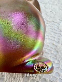 Vintage Fenton Cat Kitten Meow Stylized Iridescent Carnival Art Glass Signed