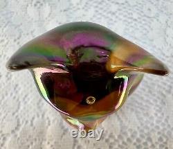 Vintage Fenton Cat Kitten Meow Stylized Iridescent Carnival Art Glass Signed