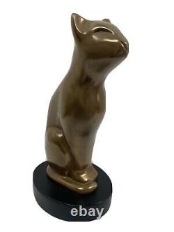 Vintage Floyd Dewitt Cat Bronze Art Deco Sculpture