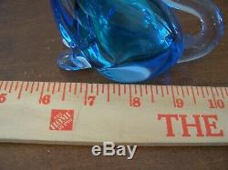 Vintage Glass Murano Siamese Cat Blue Gold Bow 6 1/4 inch tall Museum Quality