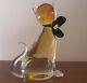 Vintage Glass Murano Siamese Cat Gold Green Bow 8 Inch Tall Museum Quality