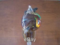 Vintage Glass Murano Siamese Cat Gold Green Bow 8 inch tall Museum Quality