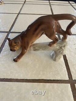 Vintage Goebel Mountain Lion Wild Cat Porcelain Ceramic Figurine West Germany