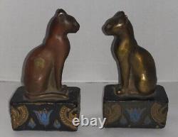 Vintage HTF 1920s Armor Bronze (NY) Egyptian Siamese Cat Bookends