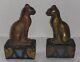 Vintage Htf 1920s Armor Bronze (ny) Egyptian Siamese Cat Bookends