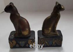 Vintage HTF 1920s Armor Bronze (NY) Egyptian Siamese Cat Bookends