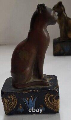 Vintage HTF 1920s Armor Bronze (NY) Egyptian Siamese Cat Bookends