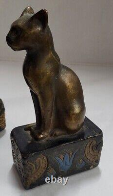 Vintage HTF 1920s Armor Bronze (NY) Egyptian Siamese Cat Bookends