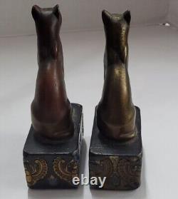 Vintage HTF 1920s Armor Bronze (NY) Egyptian Siamese Cat Bookends