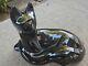 Vintage Haeger Black Ceramic Cat Sculpture Figure Mcm Modernist Art Deco 1990s