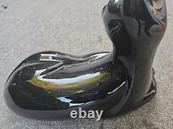 Vintage Haeger Black Ceramic Cat Sculpture Figure MCM Modernist Art Deco 1990s