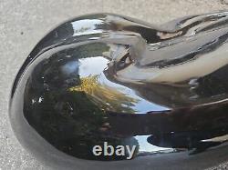 Vintage Haeger Black Ceramic Cat Sculpture Figure MCM Modernist Art Deco 1990s