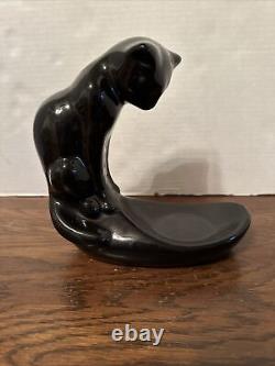 Vintage Haeger Ceramic Black Cat Sculpture 8