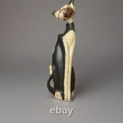 Vintage Hand Made Wooden Cat Figurine One Of A Kind