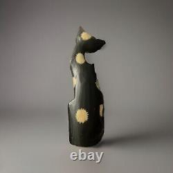 Vintage Hand Made Wooden Cat Figurine One Of A Kind