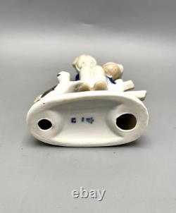 Vintage Hand Painted Porcelain Girl With Cat Figurine Statue Germany Marked