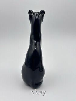 Vintage Handcrafted Black Glass Egyptian Cat or Panther Statue 6 Heavy